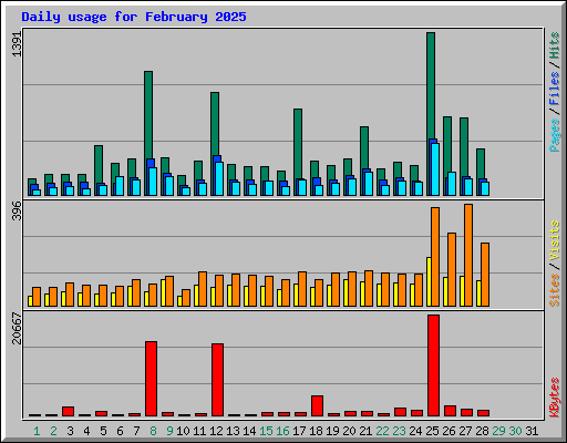 Daily usage for February 2025
